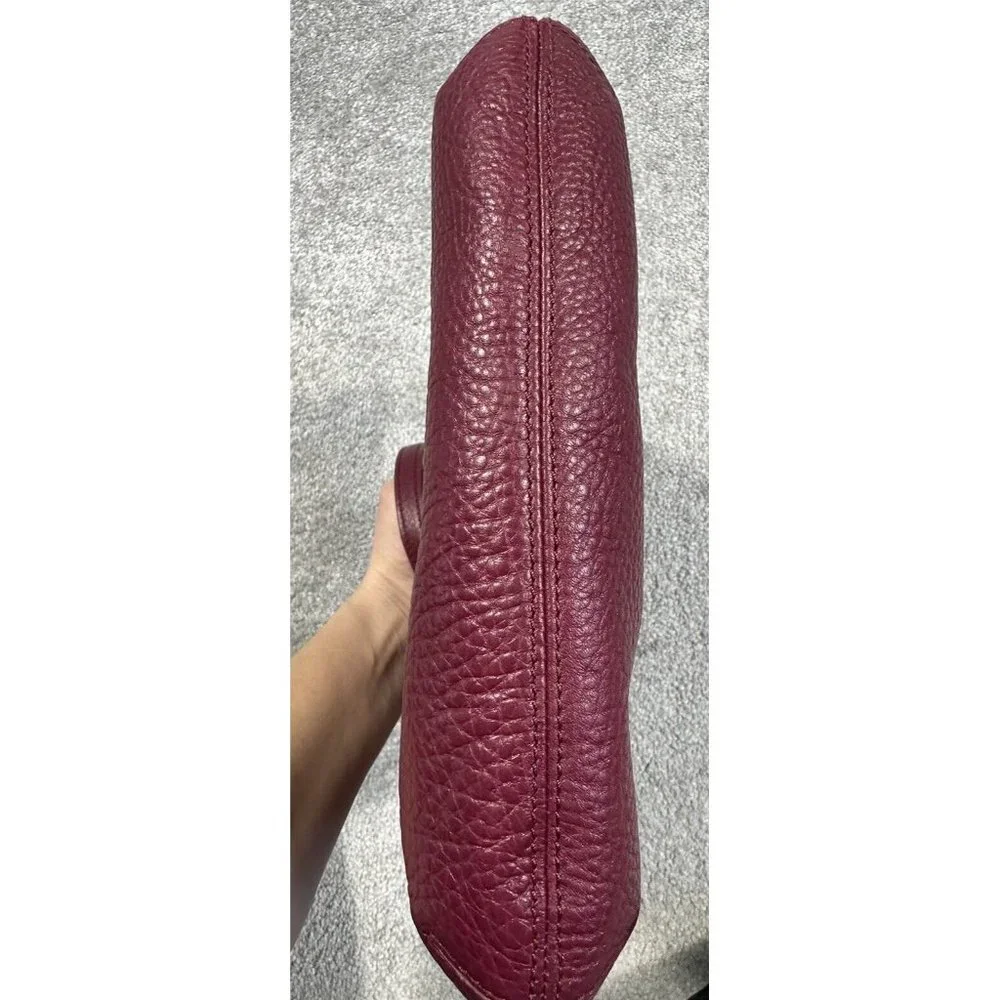 Tory Burch Burgundy Pebbled Leather Chain Shoulder Bag
